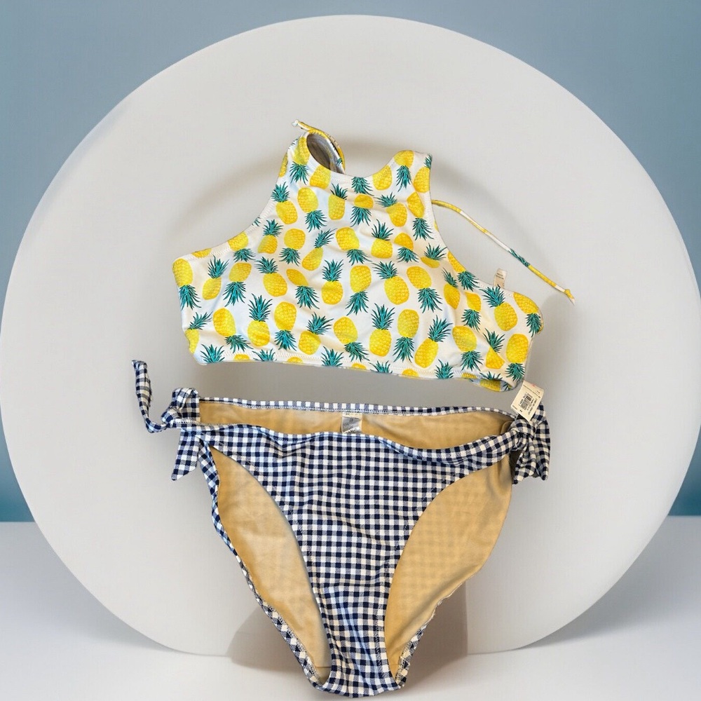 New Old Navy swimsuit Bikini+tops  Pineapple Top Check Womens Sz XL